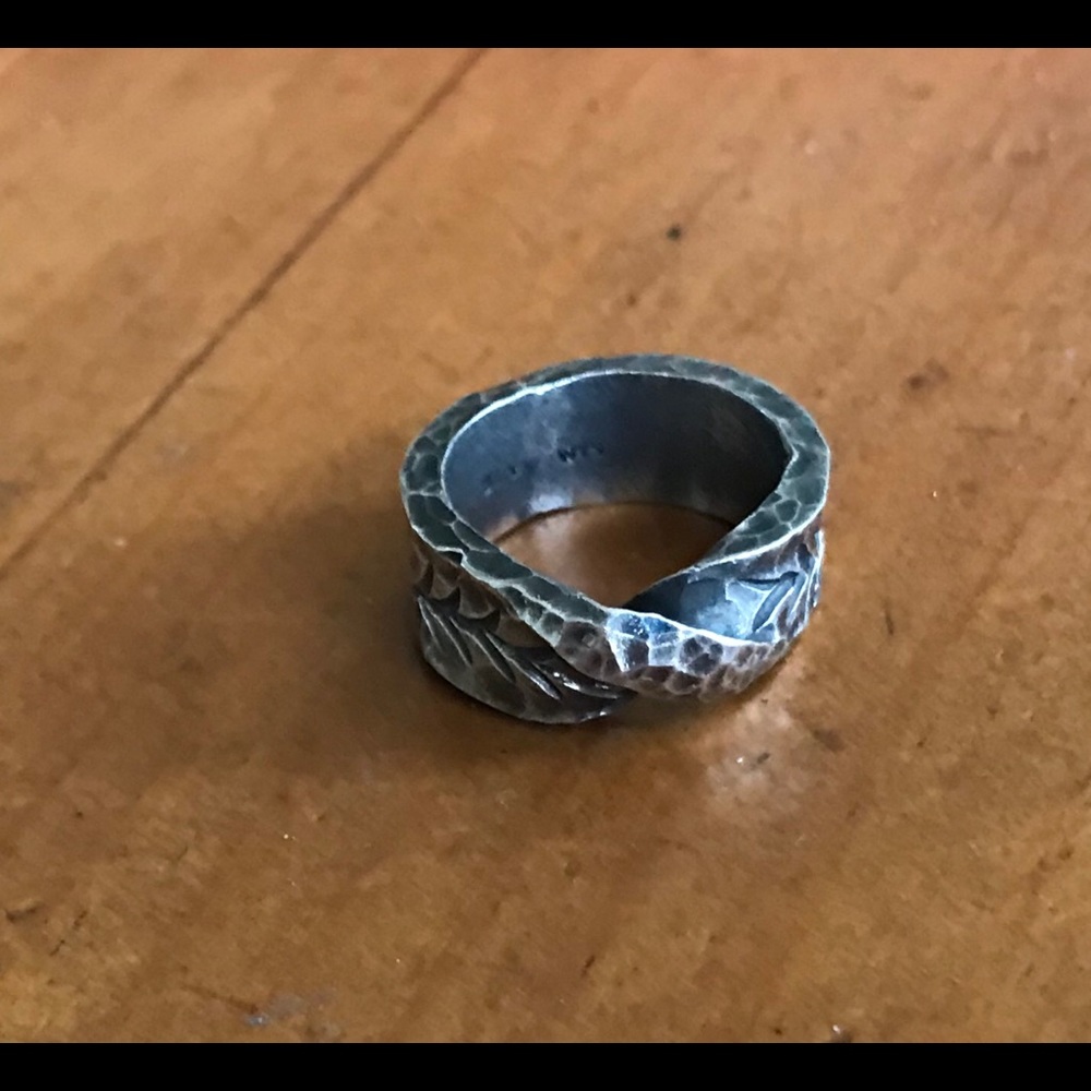 Oxidized sterling silver ring